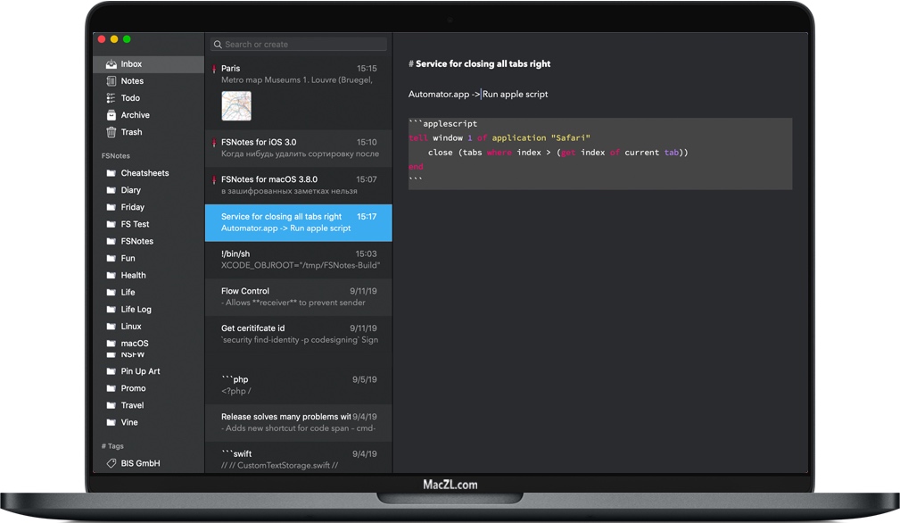 FSNotes for Mac 苹果轻量级文本笔记软件 中文破解版下载