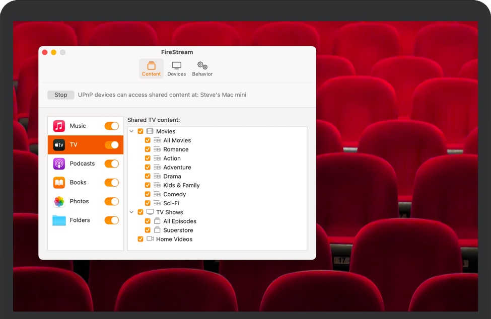 FireStream for Mac 苹果UPnP/DLNA媒体服务器 破解版免费下载