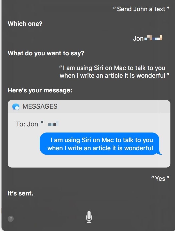 Siri将提示您使用语音来撰写消息。