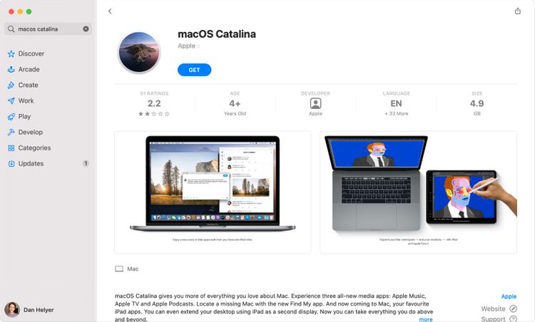 Mac应用商店中的macOS Catalina