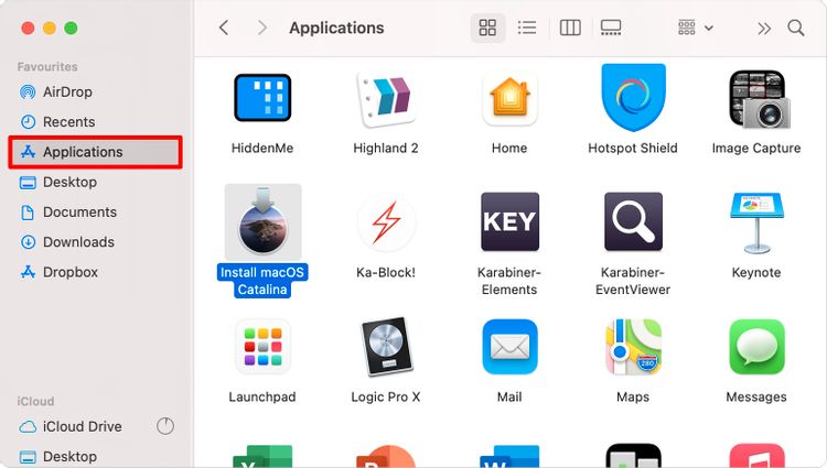 在“应用程序”文件夹中安装macOS Catalina