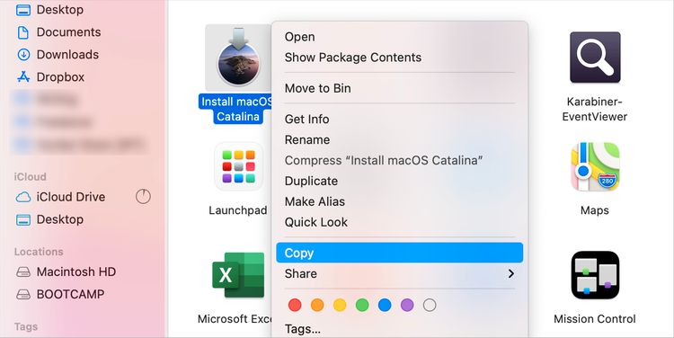 macOS安装程序文件的复制选项