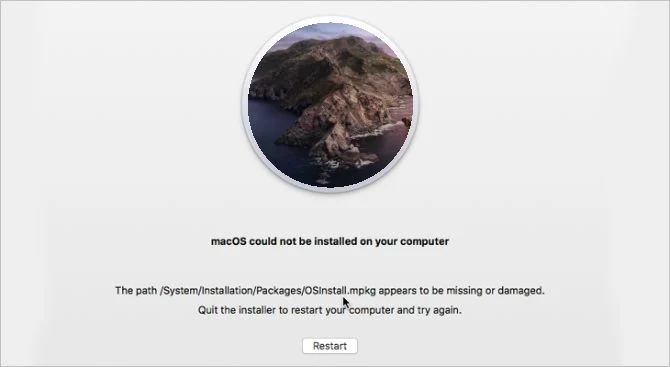 macOS无法安装在您的计算机上错误消息