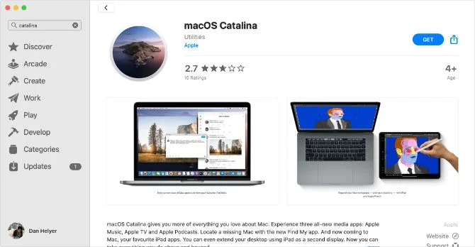 Mac应用商店中的macOS Catalina