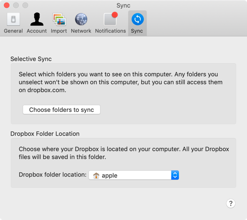 Mac Dropbox选择性同步