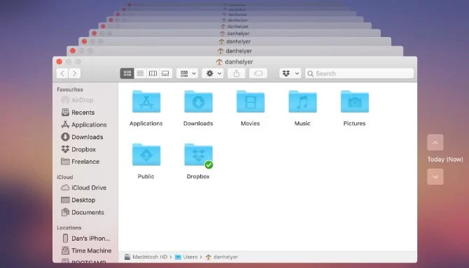 Time Machine显示主文件夹的历史备份