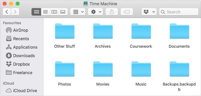 Time Machine驱动器用于Finder中的文件存储