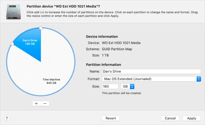 macOS中Disk Utility的分区选项