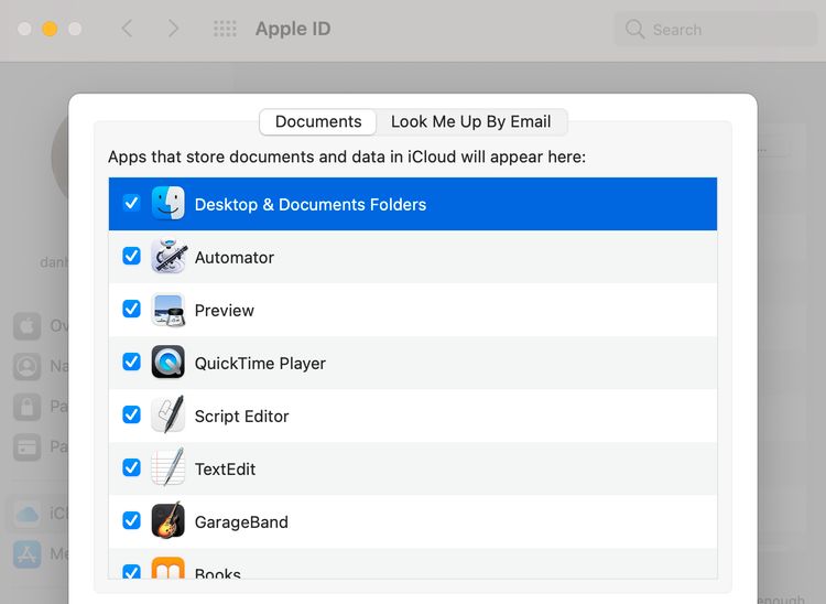 Mac系统偏好设置中的“桌面和文档”文件夹选项