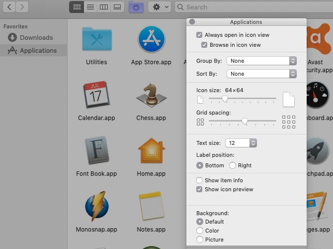 在Mac上的Finder中查看应用程序文件夹的选项