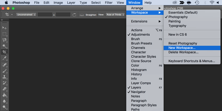 在Photoshop中创建工作区