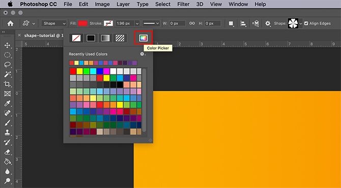 如何使用自定义形状工具 Photoshop 颜色选择器