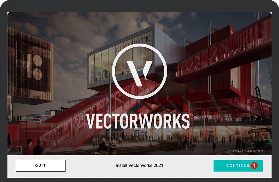 点击Vectorworks安装界面的CONTINUE